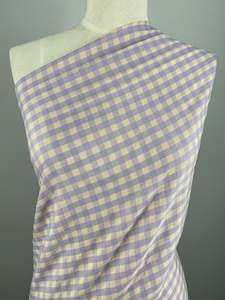 Gingham Cotton: Cotton Poly - Peach & Purple Gingham - 150cm