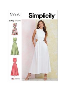 Sewing Patterns: Pattern - Simplicity - S9920 - Misses’ Dress with Neckline and Length Variations