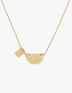 Lotus and Little Buddha Short Necklace - Gold Plated