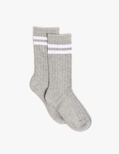 Signature Stripe Sock - Grey Marle