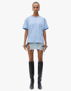 Essential Jersey S/S Tee W/ Puff Logo & Bound Neck - Pale Blue