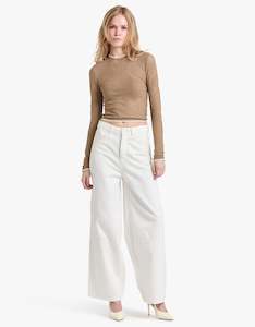 Clothing: Naelle Crew Neck Knit Top - Taupe