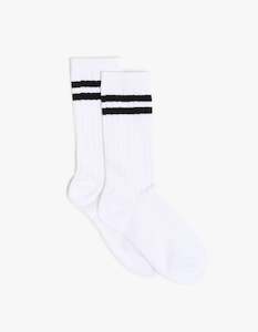 Signature Stripe Sock - White