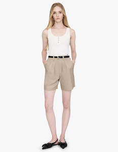 Clothing: Carrie Short - Oatmeal Linen Blend