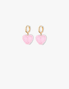 Jelly Heart Hoop Earrings - Candy Pink