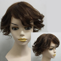 Light Brown Short Wavy Human Hair Wig