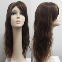 Chocolate Brown Long Wavy Human Hair Wig