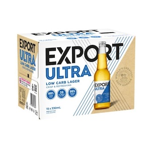 Liquor store: Export Ultra Low Carb Lager Bottles 15x330ml - New Zealand Beer Super Liquor