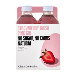 Clean Collective Strawberry Blush Pink Gin 5% Bottles 4x300ml - Gin RTD's Super Liquor