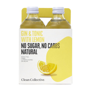 Clean Collective Gin & Tonic with Lemon 5% Bottles 4x300ml - Vodka RTD's Super Liquor