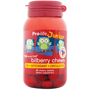 Health supplement: Pro-life Junior Bilberry 60 Chewables