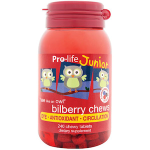 Health supplement: Pro-life Junior Bilberry 240 Chewables