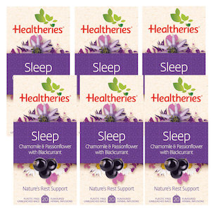 Healtheries Sleep Tea with Chamomile, Passionflower & Blackcurrant 20 Bags x6 (6x Packages)