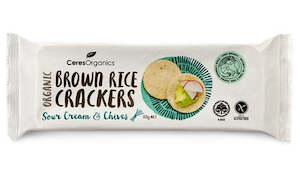 CERES Organic Brown Rice Crackers, Sour Cream & Chives x 12