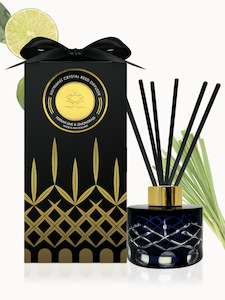 Persian Lime Lemongrass: Persian Lime & Lemongrass (Odour Eliminator) Crystal Series Reed Diffuser - Large Rooms 200ml