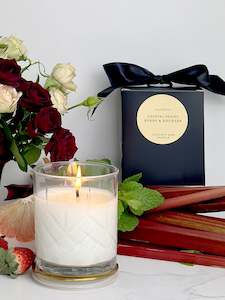 Pure Coconut Wax Crystal Candles: Roses & Rhubarb Crystal Series Long Burning Coconut Wax Candle 300gm