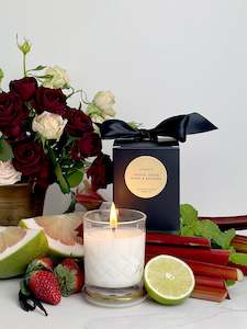 Roses & Rhubarb Crystal Series Long Burning Coconut Wax Candle 125gm