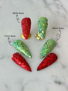 Custom Colour Glitters Set of 2 - Chunky Red/Green