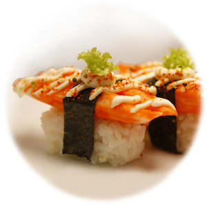 Takeaway food: Crab leg kanikama Nigiri