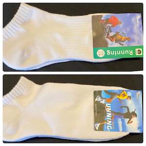 Clothing: Plain white cotton cushioned socks