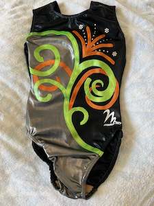 Clothing: Milano Black and Silver with lime and orange spiral detail