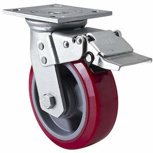 150mm Swivel Plate Brake Castor | Polyurethane Wheel - 420KG Rated