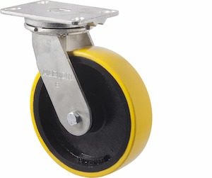 200mm Very Heavy Duty Polyurethane Cast Iron Castors - 1,000KG Rated