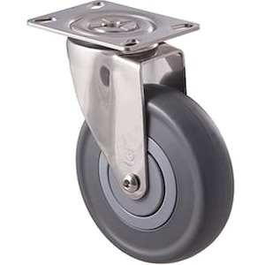 125mm Grey Rubber Stainless Steel Castors - 150KG Rated