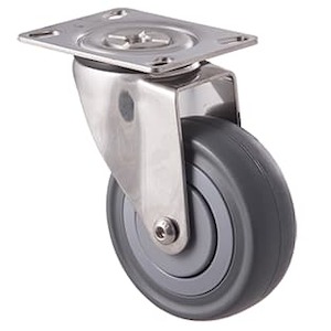 100mm Grey Rubber Stainless Steel Castors - 140KG Rated