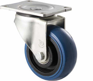 Castors: 125mm Blue Rubber Castors - 350KG Rated