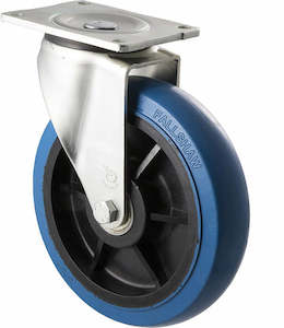 Castors: 200mm Blue Rubber Castors - 400KG Rated