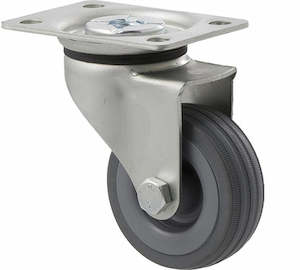 Castors Light Duty 50kg 100kg: 65mm  Grey Rubber Light Duty Castor - 50KG Rated