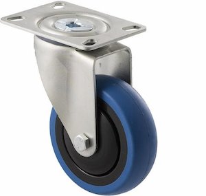 Castors Medium Duty 85kg 200kg: 100mm Blue Rubber Castor - 100KG Rated