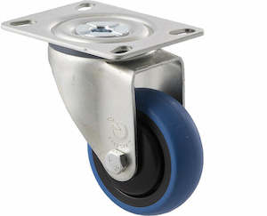 Castors Medium Duty 85kg 200kg: 75mm Blue Rubber Wheel Castors - 85KG Rated