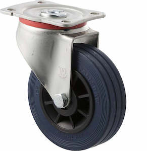 125mm Blue Rubber Industrial Castors - 180KG Rated