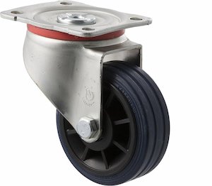 100mm Blue Rubber Industrial Castors - 150KG Rated