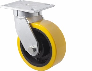 200mm Extremely Heavy Duty Polyurethane Cast Iron Castors - 2,000KG Rated