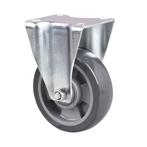 Economy Castors: 100mm Fixed Plate  Castor | Polyurethane Wheel - 200KG Rated