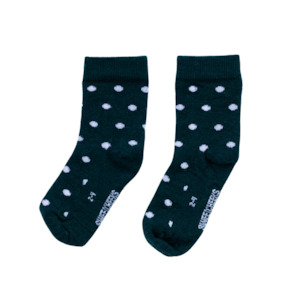 Internet only: Kids Merino Crew Socks | Forest Green Dots