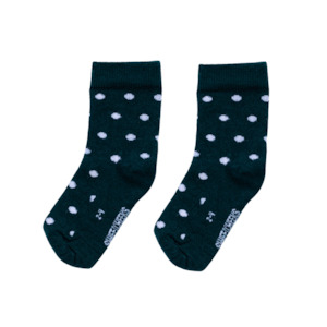 Internet only: Baby Merino Crew Socks | Forest Green Dots