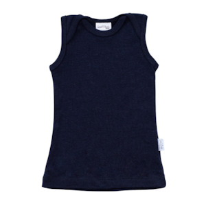 Baby Merino Envelope Neck Singlet | Indigo