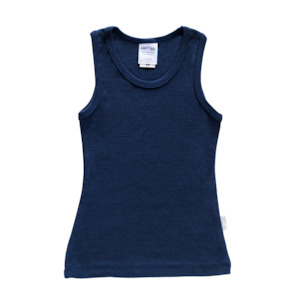 Internet only: Kids Merino Round Neck Singlet | Indigo