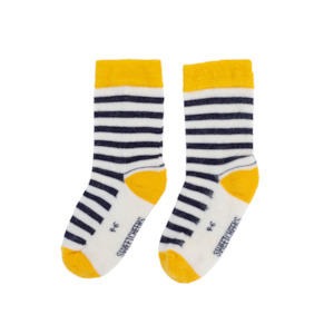 Kids Merino Gumboot Socks | Navy & Yellow Stripe