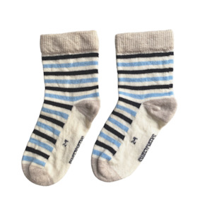 Internet only: Kids Merino Crew Socks | Sky Blue Stripe