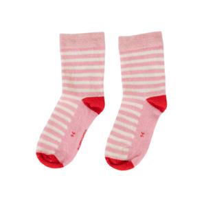 Internet only: Baby Merino Crew Socks | Light Pink Stripe