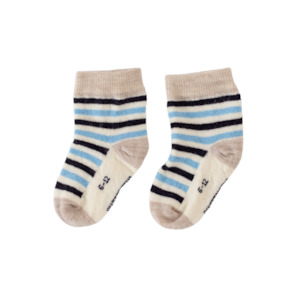 Baby Merino Crew Socks | Sky Blue & Navy Stripe