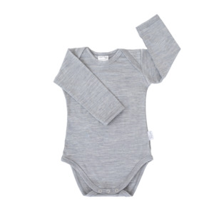 Internet only: Long Sleeve Merino Bodysuit | Grey Marle