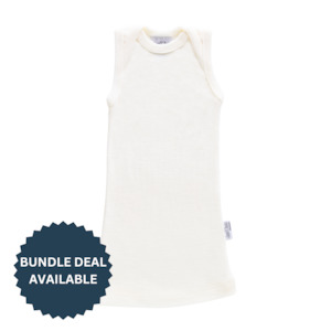 Internet only: Baby Merino Envelope Neck Singlet | Vanilla