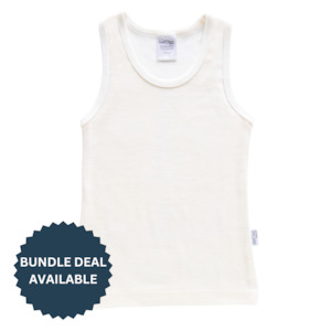 Kids Merino Round Neck Singlet | Vanilla