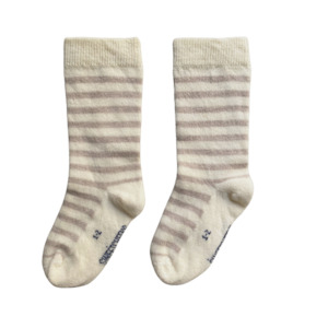 Internet only: Baby Merino Long Socks | Sand Stripe